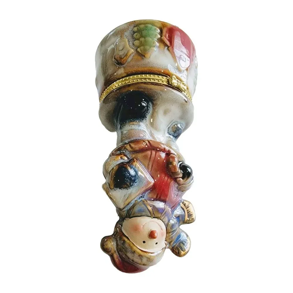 Snowman Trinket Ring Box Christmas Winter Holiday Ceramic Porcelain